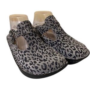 Alegria By PG Lite ALG-416 Black & Gray Leopard Clogs Slides